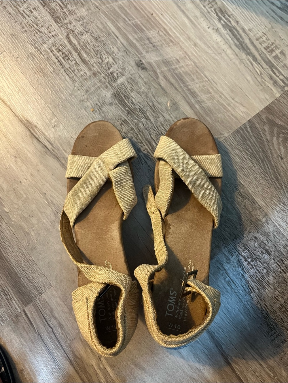 TOMS Tan Crisscross Canvas Sandals